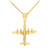 Yellow Gold 3D Airplane Pendant Necklace