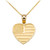 Yellow Gold American Flag Heart Charm Pendant Necklace