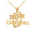 Yellow Gold Caribbean Palm Tree Pendant Necklace