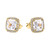 Yellow Gold Elegant Diamond Halo Solitaire Princess Cut Cubic Zirconia Stud Earrings