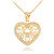 Yellow Gold Filigree Heart Diamond and CZ Pendant Necklace