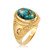 Yellow Gold Blue Copper Turquoise Islamic Crescent Moon Ring.