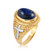 Two-Tone Yellow Gold Lapis Lazuli Christian Cross Gemstone Ring