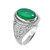 Sterling Silver Marijuana Weed Green Onyx Cabochon Statement Ring