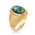 Yellow Gold Marijuana Weed Blue Copper Turquoise Statement Ring