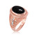 Two-Tone Rose Gold Black Onyx Fleur De Lis Gemstone Ring