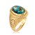 Yellow Gold Blue Copper Turquoise  Lucky Horse Shoe Gemstone Ring