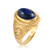 Yellow Gold Lapis Lazuli Lucky Horse Shoe Gemstone Ring