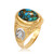 Two-Tone Yellow Gold Blue Copper Turquoise  Lucky Horse Shoe Gemstone Ring