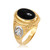 Two-Tone Yellow Gold Black Onyx Lucky Horse Shoe Gemstone Ring