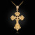 Gold Fleur-de-Lis Cross Pendant Necklace