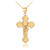 Gold Rosary Cross Prayer Pendant Necklace