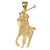 Yellow Gold Polo Jockey Horse Rider Charm Pendant