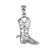 White Gold Filigree Cowboy Boot Pendant Necklace