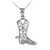 White Gold Filigree Cowboy Boot Pendant Necklace