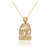 Yellow Gold Open Design Aquarius Zodiac Charm Necklace