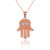 Rose Gold Hamsa Clear CZ Evil Eye Pendant Necklace