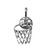 White Gold Basketball Hoop DC  Pendant Necklace