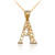 Yellow Gold Nugget Initial Letter "A" Pendant Necklace
