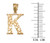 Yellow Gold Nugget Initial Letter "K" Pendant Necklace