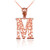 Rose Gold Nugget Initial Letter "M" Pendant Necklace