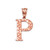 Rose Gold Nugget Initial Letter "P" Pendant Necklace