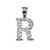 White Gold Nugget Initial Letter "R" Pendant Necklace