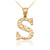 Yellow Gold Nugget Initial Letter "S" Pendant Necklace