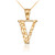 Yellow Gold Nugget Initial Letter "V" Pendant Necklace