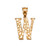 Yellow Gold Nugget Initial Letter "W" Pendant Necklace