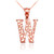Rose Gold Nugget Initial Letter "W" Pendant Necklace