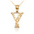 Yellow Gold Nugget Initial Letter "Y" Pendant Necklace