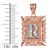 Two-tone Rose Gold Filigree Alphabet Initial Letter "R" DC Pendant Necklace