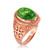 Rose Gold Jerusalem Cross Green Copper Turquoise Ring