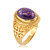 Yellow Gold Jerusalem Cross Purple Copper Turquoise Ring