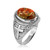 White Gold Christian Cross Orange Copper Turquoise Ring