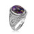 White Gold Jewish Star of David Purple Copper Turquoise Ring
