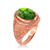 Rose Gold Marijuana Weed Green Copper Turquoise Ring