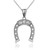 White Gold Lucky Horseshoe CZ Pendant Necklace