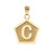 Yellow Gold Letter "C" Initial Pentagon Pendant Necklace