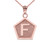 Rose Gold Letter "F" Initial Pentagon Pendant Necklace