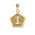 Yellow Gold Letter "I" Initial Pentagon Pendant Necklace