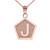 Rose Gold Letter "J" Initial Pentagon Pendant Necklace