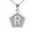 White Gold Letter "R" Initial Pentagon Pendant Necklace