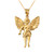 Yellow Gold Cherub Guardian Angel Pendant Necklace (L)