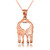 Rose Gold Open Heart Kissing Giraffes Charm Necklace