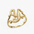 Yellow Gold Sparkle-Cut Letter Initial Script Ring