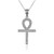 Diamond White Gold Egyptian Ankh Cross Pendant Necklace