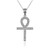 Sterling Silver CZ Egyptian Ankh Cross Pendant Necklace
