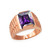 Mens Square CZ Birthstone Watchband Ring in Rose Gold